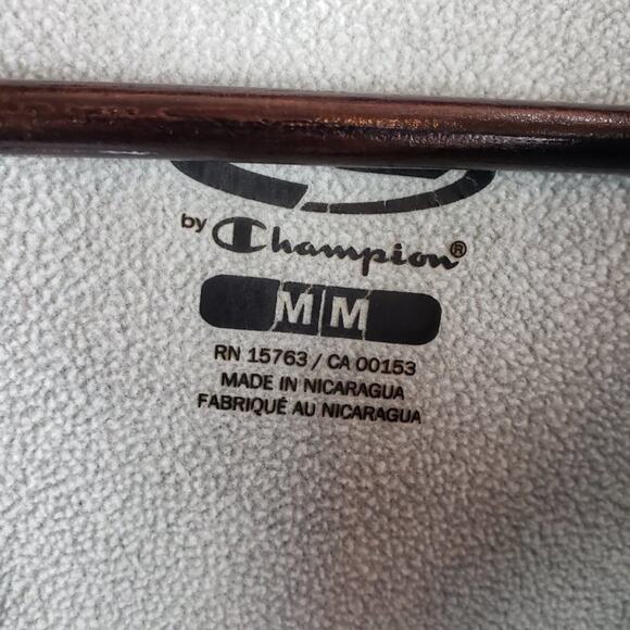 Champion Hoodie Men M Grey & Navy Blue Full Zip Soft Fleece Sweatshirt w Pockets - Picture 3 of 7